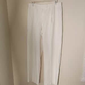 Liz Claiborne Womens White AUDRA Pants. 100% Linen. Size 14. LINED
